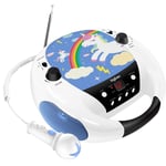 Bigben Bigben Kids Portable CD Player Unicorn, Built-in Microphone, White