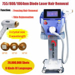 1064nm 808nm 755nm Wavelength Diode Painless Laser Face Body Hair Remove Machine