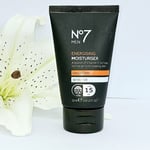 No7 MEN Energising Moisturiser Daily Care for Sensitive Skin SPF 15 50ml New