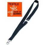 DURABLE Textile Lanyard made from Sustainable Bamboo 20mm Wide x 440mm Long with Snap Hook Black (Pack 10) - 824001