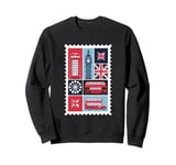 London Stamp with Iconic Landmarks - London Souvenir Sweatshirt