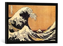 'Encadré Image de Katsushika Hokusai "The Great Wave of Kanagawa, from the series' 36 Views of Mt. Fuji 'pub. by Nishi Mura eijudo, d'art dans le cadre de haute qualité Photos fait main, 60 x 40 cm, noir mat