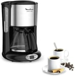 Moulinex Cafetière filtre, Capacité de 1,25 L, 10 à 15 tasses, Programmation 24 heures, Maintien au chaud, Subito FG362810, Noir