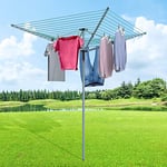 Innotic Heavy Duty 4 Arm 50 m Rotary Washing Line Rack Airer with Ground Spike Clothes Dryer for Outdoor Garden，Green