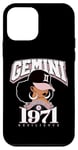 Coque pour iPhone 12 mini Gemini 1971 Perle Anniversaire Afro Zodiaque Reine