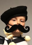 Childrens Large Black Frenchman Fake Moustache on Elastic