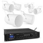 Sound Projector Speakers with 100v 4 Zone Mixer Amplifier PA System (8x PSP6)