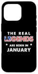 Coque pour iPhone 16 Pro The Real Legends Are Born In January USA Drapeau américain