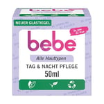 bebe Soin jour et nuit (50 ml) - Crème hydratante pour le visage pour tous les types de peau - Crème de jour et de nuit nourrissante avec parfum de fleur de lune et de vanille - Végan *