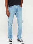 Levi's 513 Slim Straight Fit Jeans - Worn To Ride - Light Blue, Light Wash, Size 36, Length Long, Men