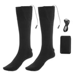 FAVOMOTO Hommes Femmes Batterie Chaussettes Chaussettes Électriques Rechargeables pour Le Ski Vélo Camping Chaussettes Chauffantes 1 Set 4500 Mah 3. 7 V Noir