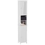 Bath Vida Priano Tall Mirrored Bathroom Cabinet Storage Cupboard Floor Standing Tallboy Unit, White