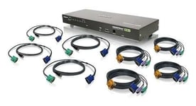 IOGEAR GCS1808KIT 8-Port VGA Combo KVM Switch with USB and PS/2 Cables - KVM / lyd / USB-svitsj - 8 porter - rackmonterbar