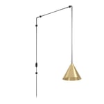 Eglo Plug in Pendant Light Narices, Light Cord with Switch, Hanging lamp Made of Metal in Brushed Brass and Black, Ceiling Light Fitting with E27 Socket