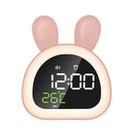 Lapin led RéVeil NuméRique Affichage led éLectronique ContrôLe Du Son Mignon Muet Veilleuse Horloge de Bureau pour la -