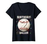 Womens It's My 2nd Birthday Baseball 2 Year Old Boy Girl V-Neck T-Shirt