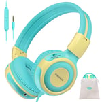 SIMOLIO Wired Headphones with Mic for Kids’ On-line Learning, Safe 75db/85dB/94dB Volume Limited, Share Port & Volume Control, On-Ear/Over-Ear Children Headphone for School/Tablet/Kindle (SM-903Y)