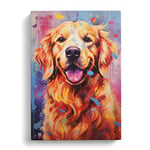 Golden Retriever Hard Edge Painting Canvas Print for Living Room Bedroom Home Office Décor, Wall Art Picture Ready to Hang, 30x20 Inch (76x50 cm)