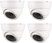 Fausse Camera De Videosurveillance Dôme Factice Avec Led Rouge Clignotant D'Avertissement Pour La Maison,L'Exterieur,L'Interieur,Blanc 4 Pieces