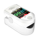 Pulse_Oximeter Fingertip,Blood Oxygen Saturation Monitor with Alarm,Read in 8s,SpO2 & PR & Pulse Wave,Auto-Sleep Function,LED Display-UK inventoryNO.50 (White)