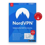 NordVPN Essentiel - 1 an d'abonnement au VPN et au logiciel de cybersécurité - 6 appareils