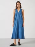 HUSH Tatum Denim Raw Hem Maxi Dress, Mid Authentic Wash