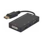 Adaptateur multiple DisplayPort Mâle vers DVI + VGA + HDMI 0,23 m noir