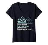 Womens Dads Teach The Best Life Lessons Happy New Year Father's Day V-Neck T-Shirt