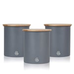 Swan Nordic Sugar Tea & Coffee Storage Canisters Set of 3 Grey - SWKA17513GRYN