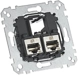 Merten Plaque de support double MEG4576-0022 avec module de raccordement Schneider Electric - Actassi RJ45 Cat6A STP