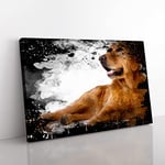 Big Box Art Golden Retriever Dog (2) Coal Black Canvas Wall Art Print Ready to Hang Picture, 76 x 50 cm (30 x 20 Inch), Multi-Coloured