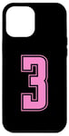 Coque pour iPhone 12 Pro Max Rose Numéro 3 Équipe Junior Sports Uniforme Numéroté