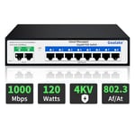 Goalake Switch Poe+ Gigabit 10 Ports, Switch Ethernet Gigabit Géré dans Le Cloud,8 Ports Poe à 120 W, 2 Gigabit Uplink, 802.3af/at, App Facile à Gérer, Détection Cloud, Vlan, Redémarrage Cloud, 250 M