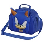 Sega-Sonic Face-3D Lunch Bag, Blue, 25.5 x 20 cm