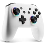 Manette Switch/OLED/LITE LED RGB Blanc, Sans Fil Bluetooth Contrôleur, Turbo/6 Axes/Vibration/Wake-Up/Bouton Programmable - KENUOS