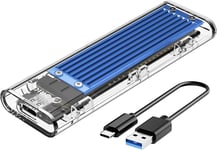 Boitier Ssd M2 Ngff Sata Sans Outil Adaptateur Usb 3.1 Gen1 Usb3.0 Usb-C Pour Ssd M.2 Sata B-Key Et M.2 B+M-Key 2230/2242/2260/2280,Enceinte Transparente,Smart Sleep (Bleu)Tcm2F