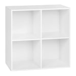 WOLTU Bibliothèque, Étagère de Rangement à 4 Cubes Compartiments, Présentoir pour Salon, Bureau, Chambre, en Bois d'ingénierie Blanc, 59.6X29X59.8 cm, SK002ws2