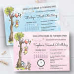 Personalised Winnie The Pooh Birthday Invitations Classic Pooh Bear Invites x10