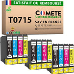 Comete, Marque Française - T0715-12 Cartouches D'Encre Compatibles Avec Epson T0715 Guépard (T0711 T0712 T0713 T0714) - Pour Epson Stylus D120 Dx4050 Dx5050 Office Bx300F (3 Noir E[DYJ070472]