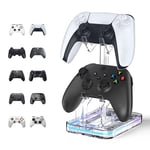 MoKo RGB Controller Holder, 2 Tier Universal Controller Stand for PS5, PS4, PS3, Xbox Series X/S, Switch Pro and Almost All Controller, Desk Decor Stuff Gaming Accessories with 2 USB Ports