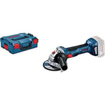 Bosch Professional 18V System GWS 18V-7 cordless angle grinder (125 mm disc dia. inc. protective guard, aux. handle, backing flange, quick-locking nut, excl. batteries and charger, in L-BOXX 136)