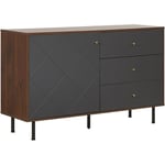 Commode Buffet Grise en mdf et Métal avec 3 Tiroirs et Compartiment de Rangement Spacieux et Pratique pour Chambre ou Salon Moderne Beliani