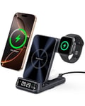 SwanScout Wireless Charger for iPhone, SwanScout 708A, 3 in 1 Charging Station for iPhone 16/15/14/13/12 Series, Foldable Charging Stand for Apple Watch Ultra 2/10/9/8/7/6, for AirPods (NO Adapter)