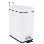 Beldray LA041173WHTEU Rectangulaire Poubelle de Salle de Bain à pédale - Blanc, 5L Capacité, Intérieur Amovible, Fermeture douce, Sans BPA, Mesure: 29 x 14 x 30cm