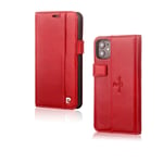 Étui Pierre Cardin type livre en cuir véritable pour iPhone 12 Mini - rouge