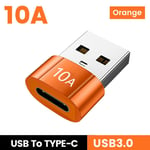 Adaptateur Otg Usb 3.0 Vers Type C,Convertisseur Femelle Vers Mâle,Charge Rapide,Transfert De Données,10a,Pour Macbook,Xiaomi,Samsung - Type Orange