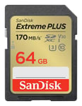 SanDisk Extreme PLUS - flashminnekort - 64 GB - SDXC UHS-I