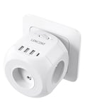 LENCENT Prise USB Secteur Multiprise Murale Cube, Multiple 4 Prises 8 en 1 Chargeur USB Multiprise avec 4 Sortie AC, 4000W et 1 Type C et 3 USB Electrique Idéal Bureau Chambre Blanc