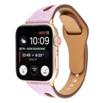 Apple Watch Series 4 40mm flash powder klockarmband i äkta läder - Rosa