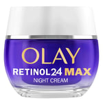 Olay Retinol 24 MAX Night Cream Face Moisturiser, Skincare with Antioxidant Vitamin E, 40% Glycerin Overnight Anti Aging Skin Care: Smooths, Renews and Hydrates, 50ml (vs Retinol24 Night Cream)